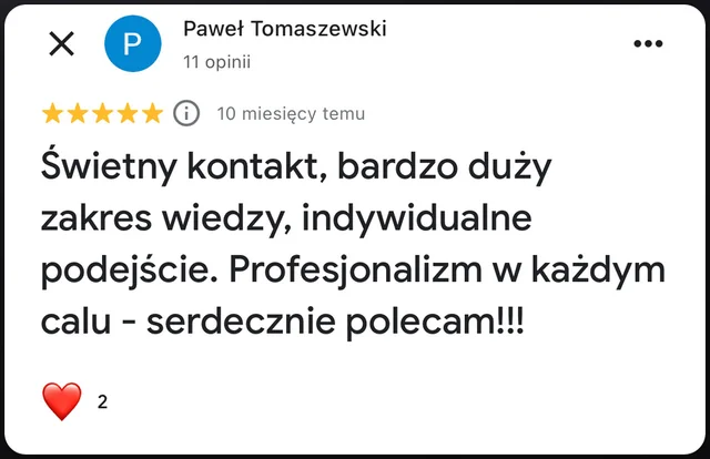 Opinia w Google